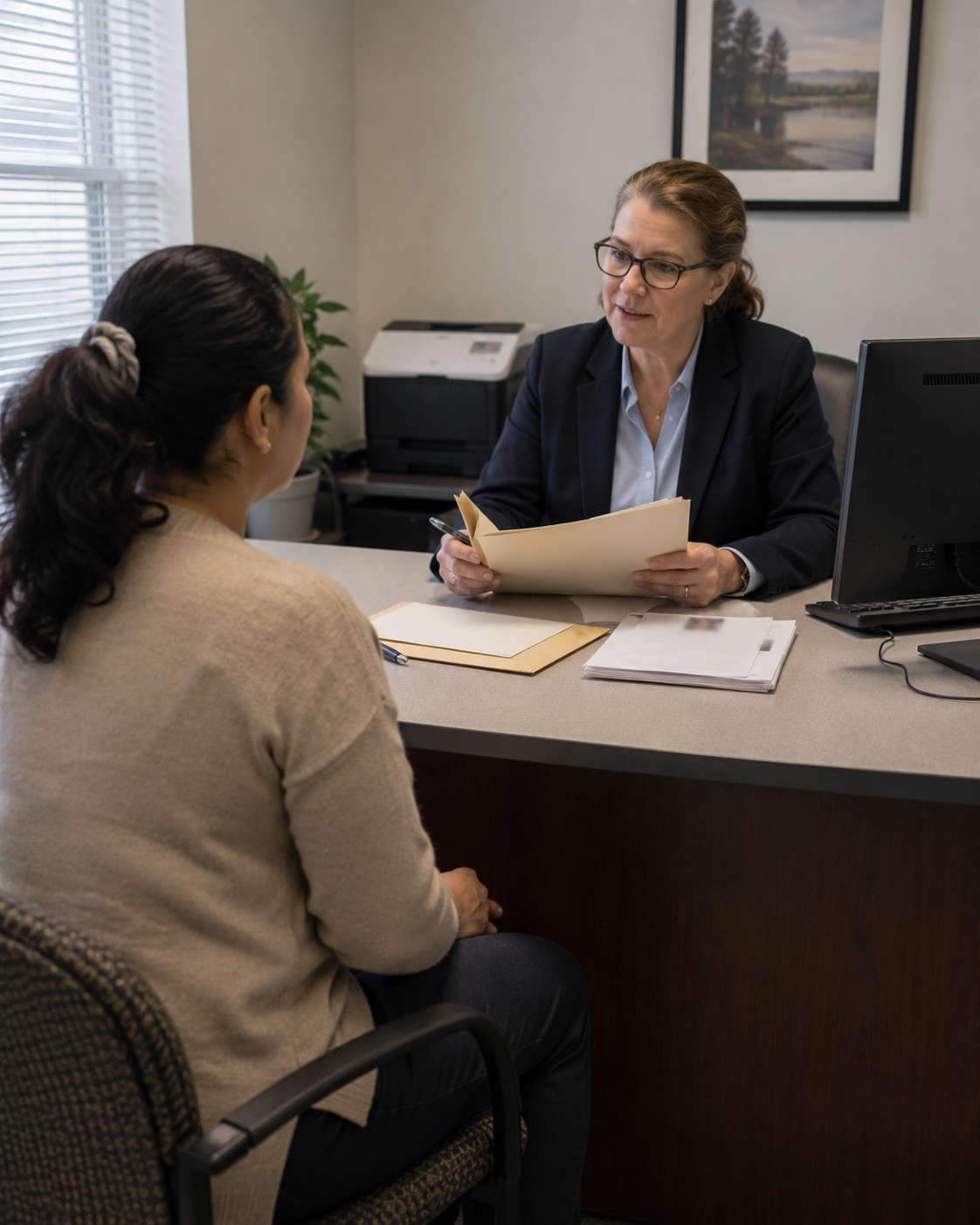 Naturalization applicant answering questions during a USCIS interview